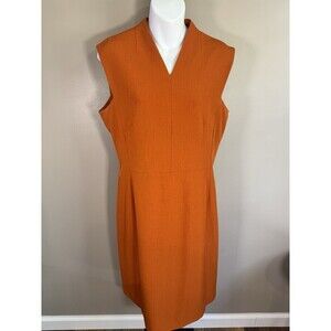 MM Lafleur Dress SZ 12 Orange Aditi 2.0 Sheath Sleeveless Midi Stretch Crepe